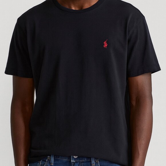 Polo Ralph Lauren Men’s T-Shirt-1XB-Big/Tall-Black Cotton Short Sleeve Logo-A022 - Picture 1 of 5